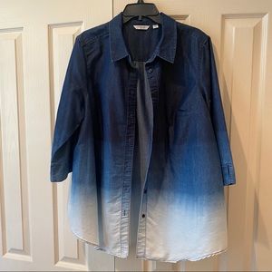 Liz Claiborne Chambre Ombré denim button up